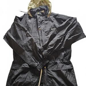 Hilton AlliedSignal Black and Beige Hooded Windbreaker Jacket Large